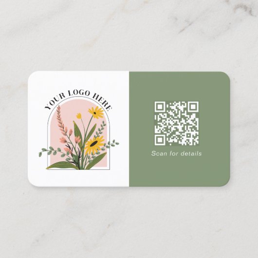 Voeg uw Logo sociale media QR Code Groen toe Visitekaartje (Voorkant)