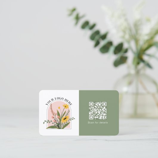 Voeg uw Logo sociale media QR Code Groen toe Visitekaartje (Staand voorkant)