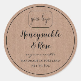 Voeg uw logo sojakaars Kraft papier look toe Ronde Sticker