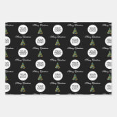 Voeg uw Logo-tekst Promotie Kerstboom Zwart toe Inpakpapier Vel (Voorkant)