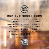 Voeg uw logo tekst QR-code bedrijfsopeningstijden  Raamsticker (Vel 2)