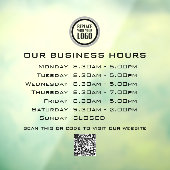 Voeg uw logo tekst QR-code bedrijfsopeningstijden  Raamsticker (Vel 3)