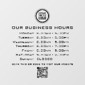 Voeg uw logo tekst QR-code bedrijfsopeningstijden  Raamsticker (Vel)