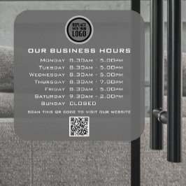 Voeg uw logo tekst QR-code bedrijfsopeningstijden Raamsticker