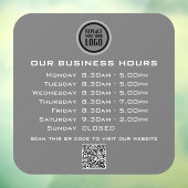 Voeg uw logo tekst QR-code bedrijfsopeningstijden  Raamsticker (Vel 3)