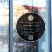 Voeg uw logo-tekst QR-code openingsuren bedrijf to Raamsticker