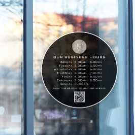 Voeg uw logo tekst QR-code openingsuren bedrijf to Raamsticker