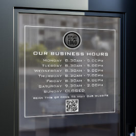 Voeg uw logo tekst QR-code openingsuren bedrijf to Raamsticker
