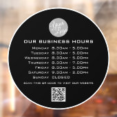 Voeg uw logo tekst QR-code openingsuren bedrijf to Raamsticker (Vel 2)