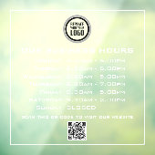 Voeg uw logo tekst QR-code openingsuren bedrijf to Raamsticker (Vel 3)