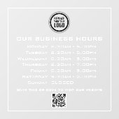 Voeg uw logo tekst QR-code openingsuren bedrijf to Raamsticker (Vel)