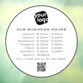 Voeg uw logo tekst QR-code openingsuren bedrijf to Raamsticker (Vel 3)