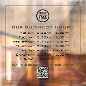 Voeg uw logo-tekst QR-code openingsuren toe voor b Raamsticker (Vel 2)