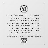 Voeg uw logo-tekst QR-code openingsuren toe voor b Raamsticker (Vel)