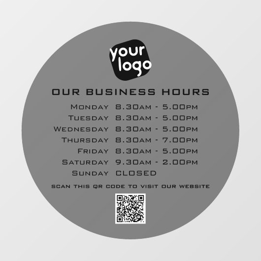 Voeg uw logo-tekst QR-code openingsuren toe voor u Raamsticker (Vel)