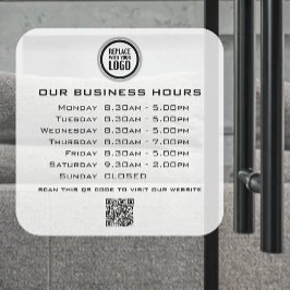 Voeg uw logo-tekst QR-code Zakelijke openingstijde Raamsticker