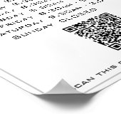 Voeg Uw Logo Tekst QR Code Zakelijke Openingsuren Poster (Hoek)