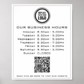 Voeg Uw Logo Tekst QR Code Zakelijke Openingsuren Poster (Voorkant)