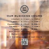 Voeg uw logo tekst QR-code Zakelijke openingsuren  Raamsticker (Vel 2)