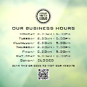 Voeg uw logo tekst QR-code Zakelijke openingsuren  Raamsticker (Vel 3)