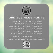 Voeg uw logo-tekst QR-code Zakelijke openingsuren  Raamsticker (Vel 3)