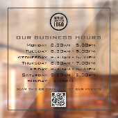 Voeg uw logo tekst QR-code Zakelijke openingsuren  Raamsticker (Vel 2)