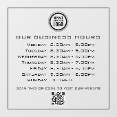 Voeg uw logo tekst QR-code Zakelijke openingsuren  Raamsticker (Vel)