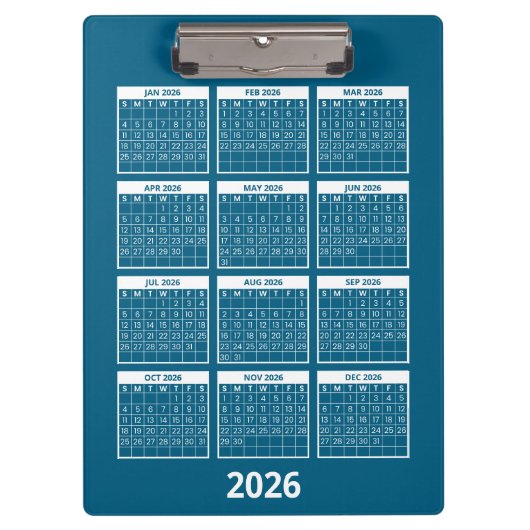 Voeg Uw Logo Toe 2026 Jaarkalender Klembord (Voorkant)