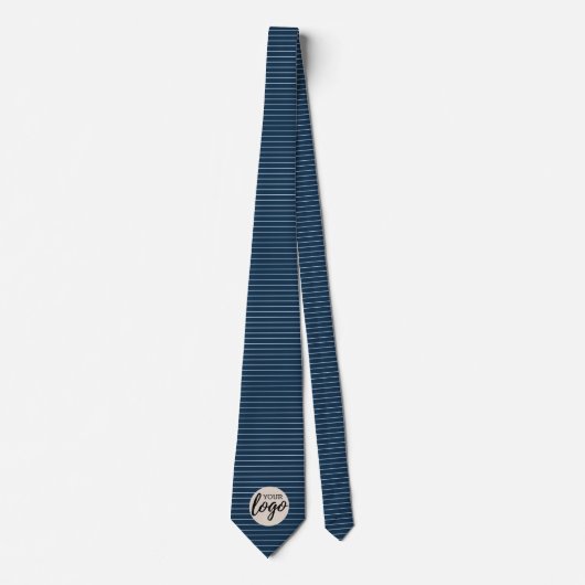 Voeg uw Logo toe - Business Modern - Blue Pinstrip Stropdas (Voorkant)