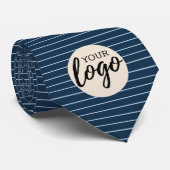 Voeg uw Logo toe - Business Modern - Blue Pinstrip Stropdas (Opgerold)