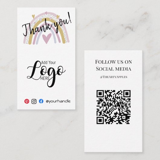 VOEG UW LOGO toe dank u bestelt insert card regenb Visitekaartje (Voorkant / Achterkant)