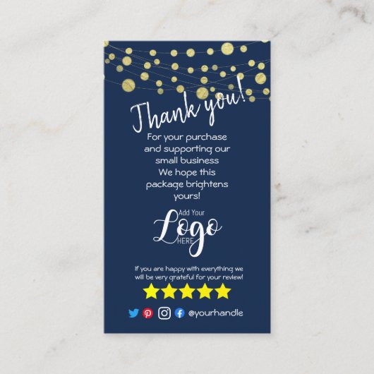 VOEG UW LOGO toe dank u de bestelling met blauw go Visitekaartje (Voorkant)