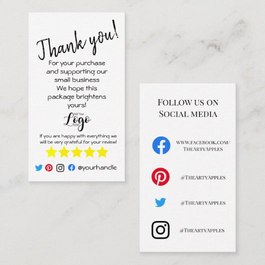 VOEG UW LOGO toe dank u de eenvoudige kaart van he Visitekaartje (Voorkant / Achterkant)