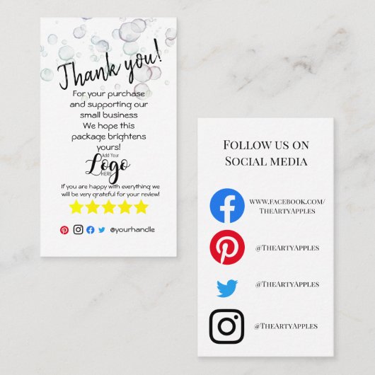 VOEG UW LOGO toe dank u de kaartbellen te plaatsen Visitekaartje (Voorkant / Achterkant)