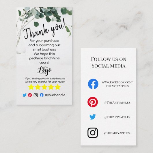 VOEG UW LOGO toe dank u de opdracht eucalyptus in Visitekaartje (Voorkant / Achterkant)