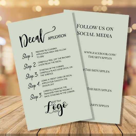 Voeg uw Logo toe – Decal Application Care Kaarten Visitekaartje