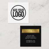 Voeg Uw Logo Toe Eenvoudig Minimalistisch Bewerkba Vierkante Visitekaartje (Voorkant / Achterkant)