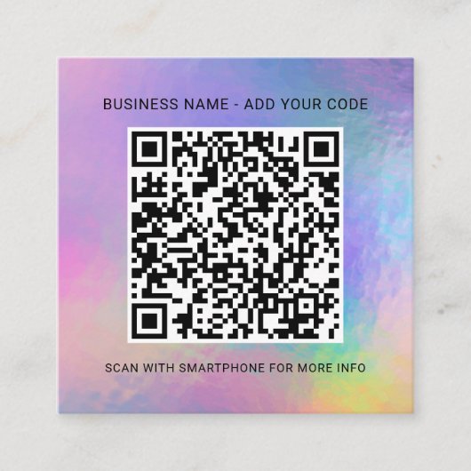 Voeg Uw Logo toe en de Holografisch van het Adres  Vierkante Visitekaartje (Voorkant)