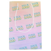 Voeg uw logo toe, geel roze en paarse geborsteld s medium cadeauzakje (Voorkant)