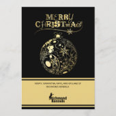 Voeg uw logo toe Goud/Zwarte Ornament Bedrijfskaar Feestdagenkaart (Voorkant)