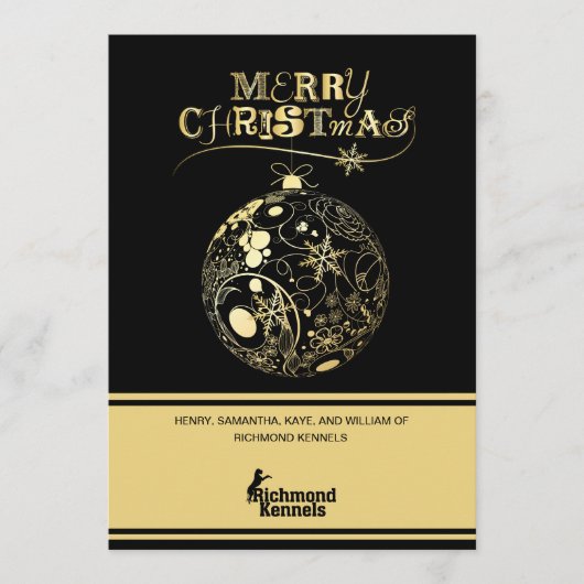 Voeg uw logo toe Goud/Zwarte Ornament Bedrijfskaar Feestdagenkaart (Voorkant)