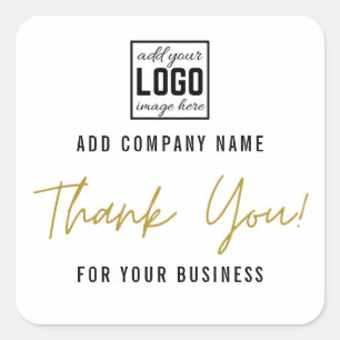 Voeg uw Logo toe Hartelijk dank voor uw bedrijf Vierkante Sticker