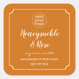 Voeg uw logo toe Kaars Verbrand Oranje Label Vierk
