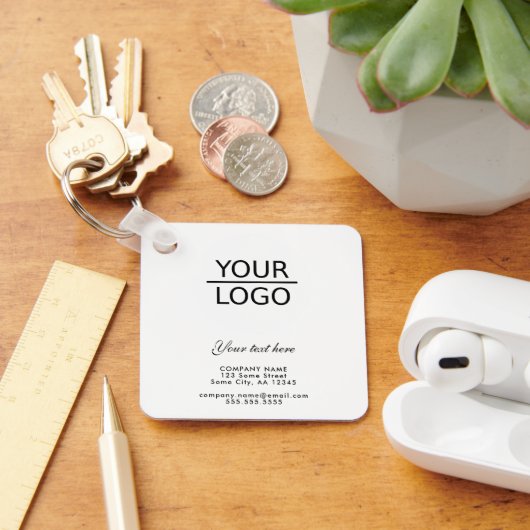 Voeg uw logo toe met aangepaste tekst promotie sleutelhanger (Bureau)