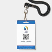 Voeg uw logo toe met QR-code Blauw zakelijk Badge (Voorzijde met lanyard)