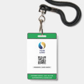 Voeg uw logo toe met QR-code Groen Bedrijfsleven Badge (Voorzijde met lanyard)