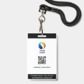 Voeg uw logo toe met QR-code zwart zakelijk Badge (Voorzijde met lanyard)