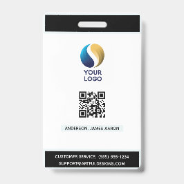 Voeg uw logo toe met QR-code zwart zakelijk Badge