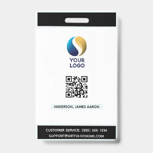 Voeg uw logo toe met QR-code zwart zakelijk Badge