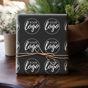 Voeg uw logo toe - minimaal ontwerp zwarte achterg cadeaupapier